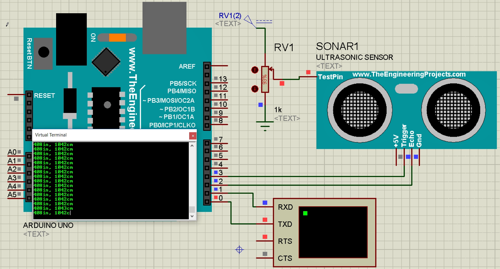 Simulating the HCSR04 circuit in proteus