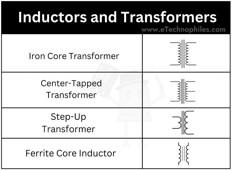 Inductors and Transformers symbols