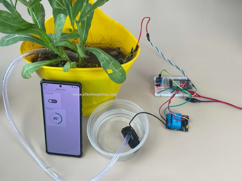Monitoring plant moisture and controlling the water pump