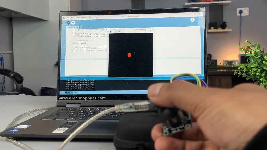 Real-time ball control on laptop screen using processing and Arduino IDE