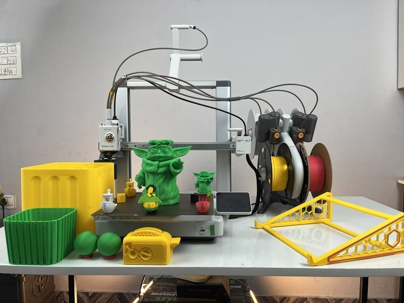 3D Printed parts placed on a table